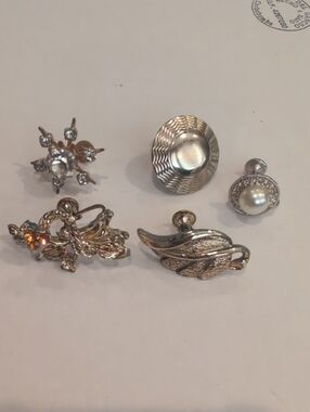 Coro Silver-Tone and Pearl Screwback Earrings